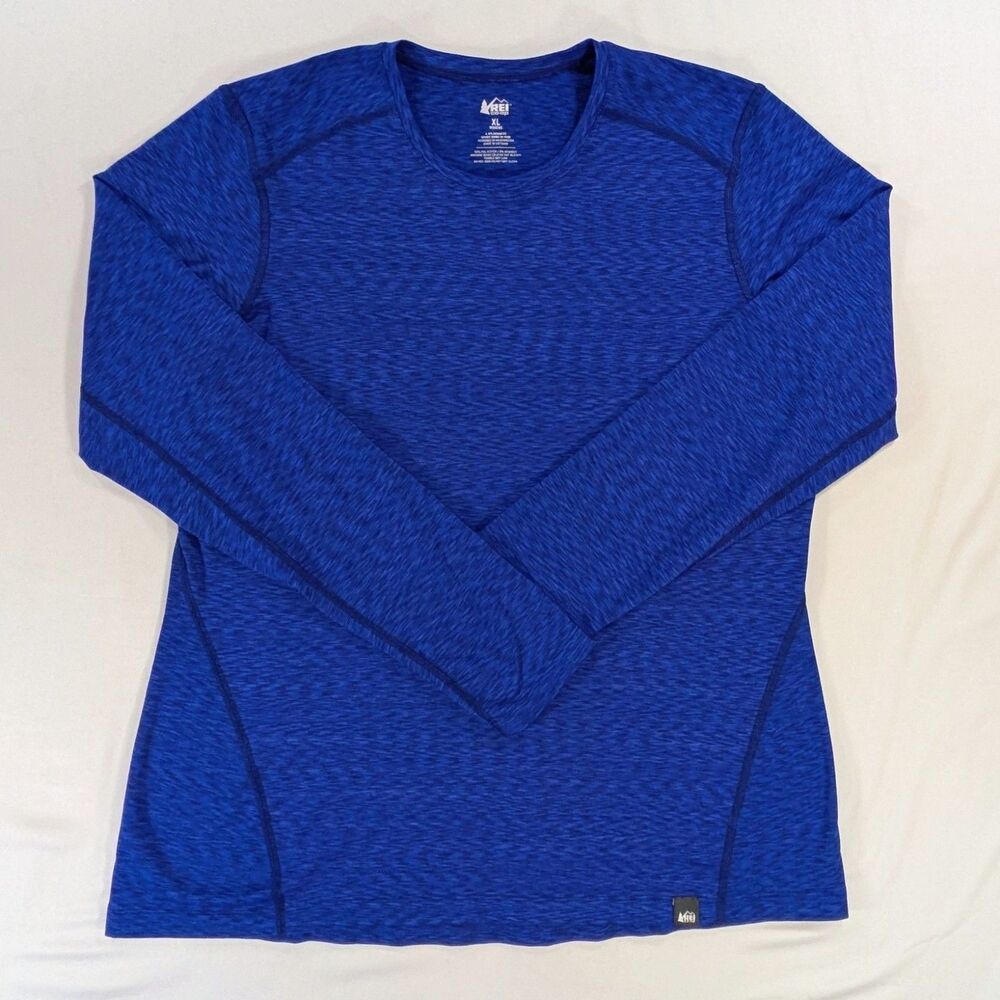 REI Co-op Womens XL Long Sleeve Shirt Blue Stretch Hiking Outdoor Base Layer